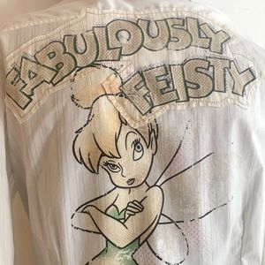 Disney Tinkerbell Fabulously Feisty Button Down Blouse Sz XS